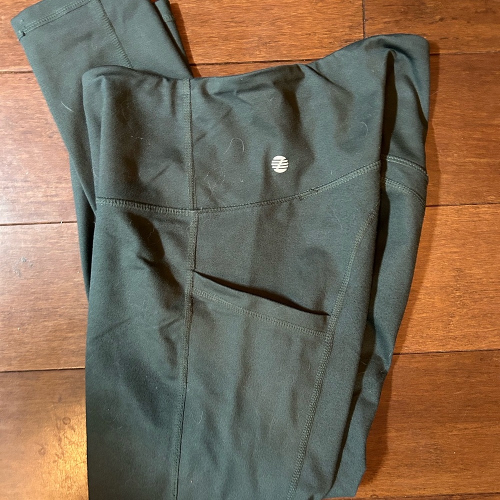 Zella Emerald Green Leggings with Pocket